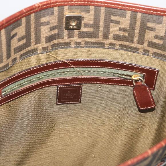 FENDI Zucca Canvas Tote Bag Black Brown Auth yk11261 - Picture 10 of 16